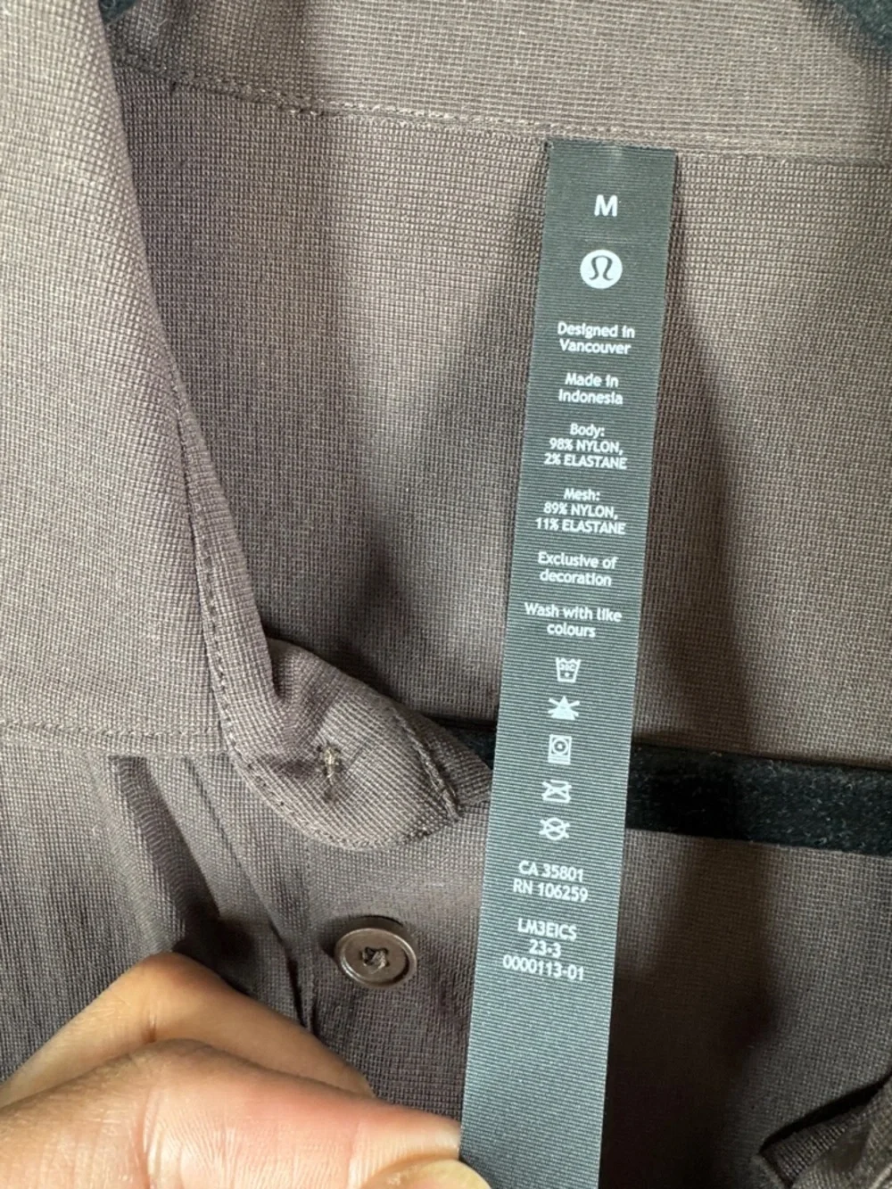 Lululemon Athletica Commission Brown Long Sleeve Button Shirt Size M Stretch - Picture 12 of 13